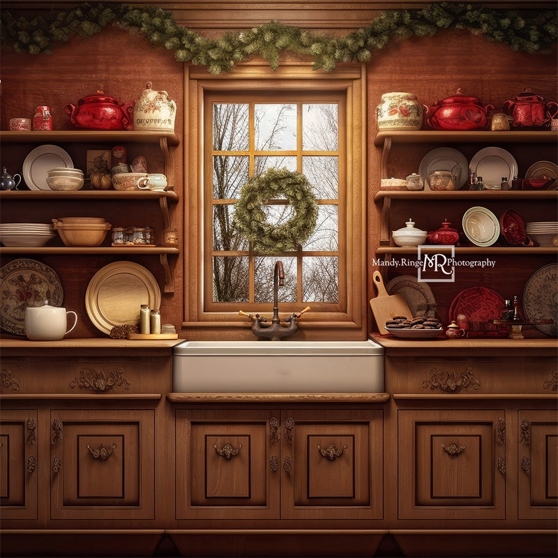 Kate Cozy Christmas Kitchen Backdrop Designed by Mandy Ringe Photography -UK