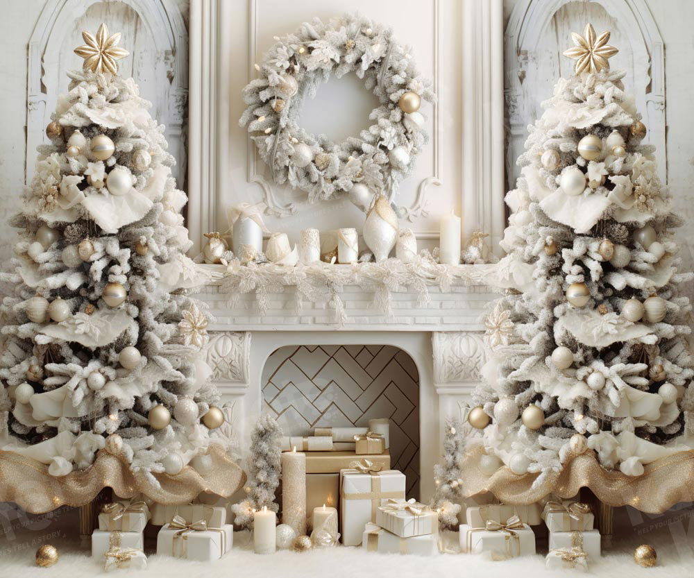 Kate Christmas Elegant Room Fireplace Backdrop for Photography -UK