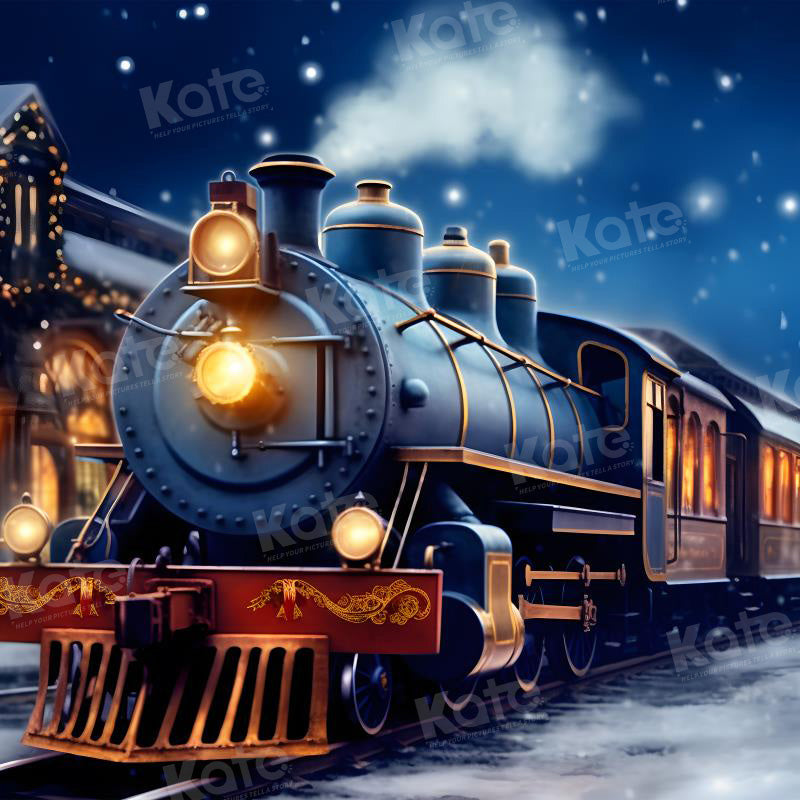 Kate Christmas Winter Train Backdrop for Photography -UK