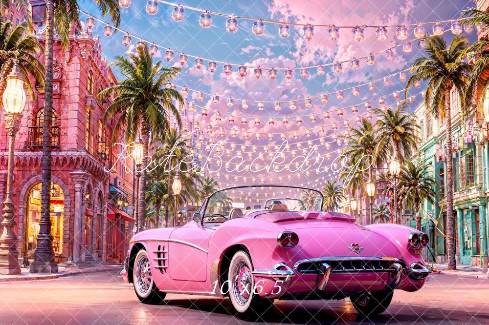 Kate Summer Fashion Doll Street Pink Car Backdrop for Photography -UK