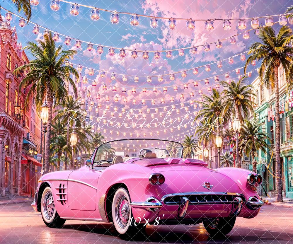 Kate Summer Fashion Doll Street Pink Car Backdrop for Photography -UK