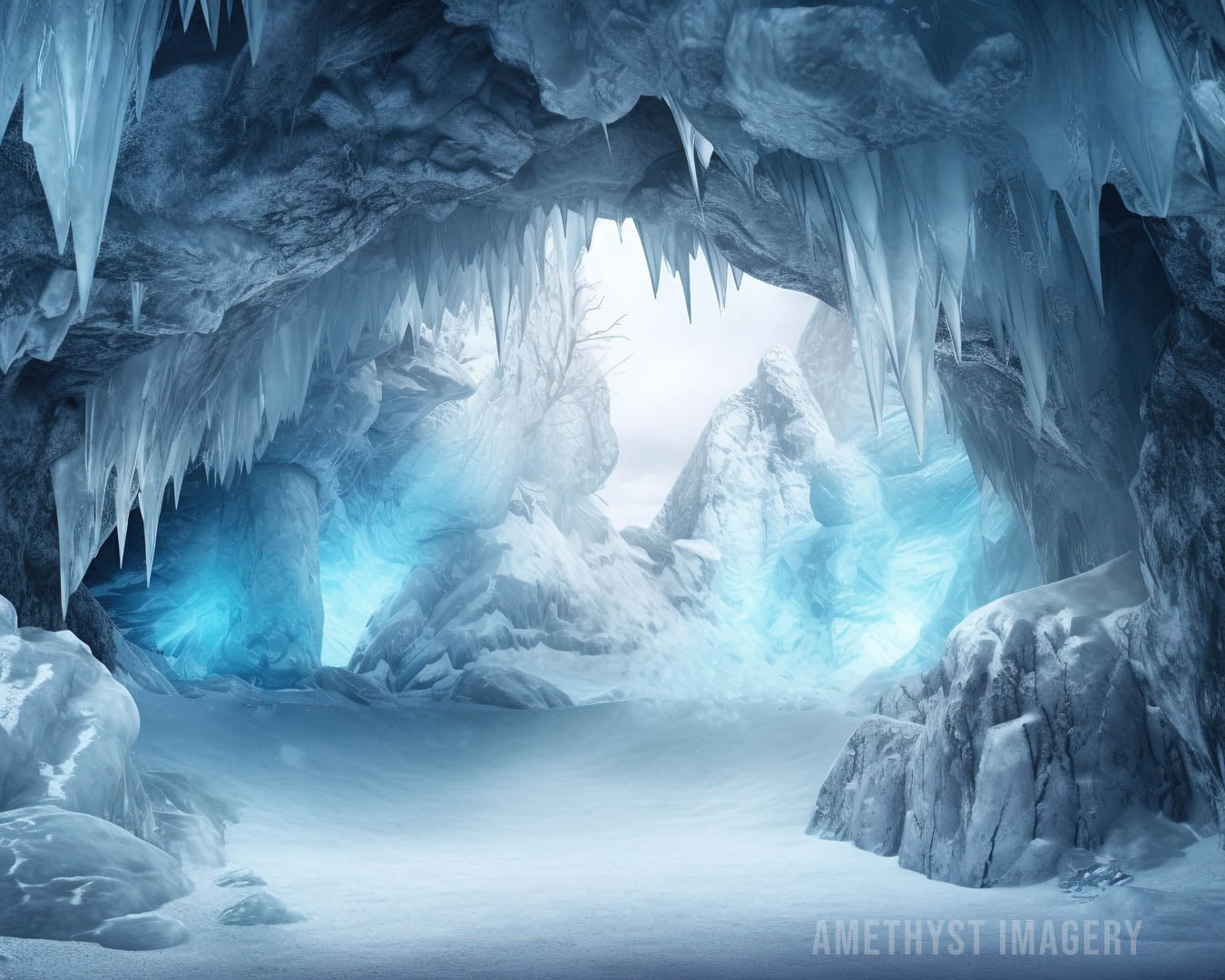 Kate Winter Frozen Ice Cave Backdrop Designed by Angela Marie Photography -UK