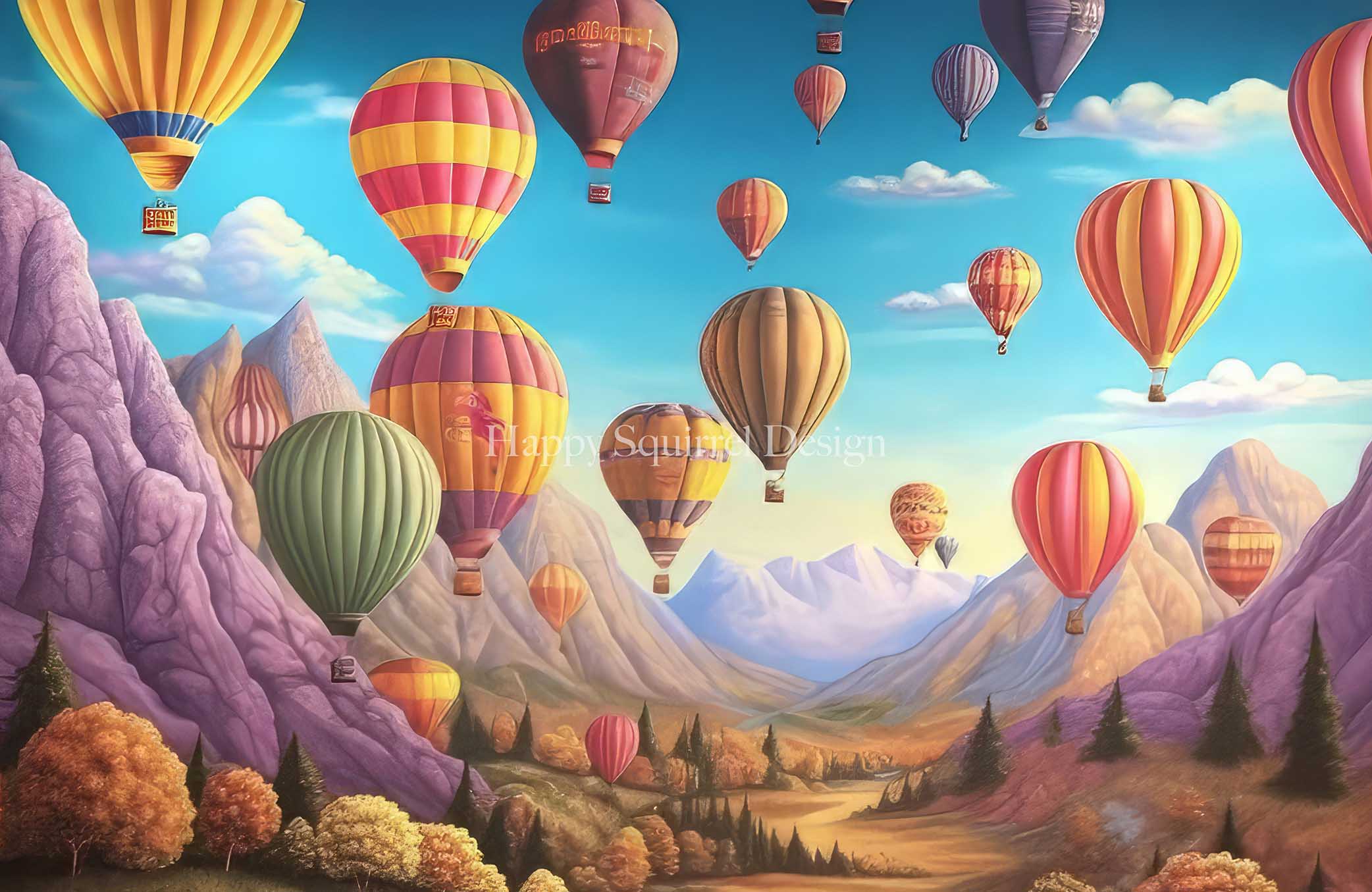 Kate Mountainside Air Balloons Backdrop Designed by Happy Squirrel Design -UK