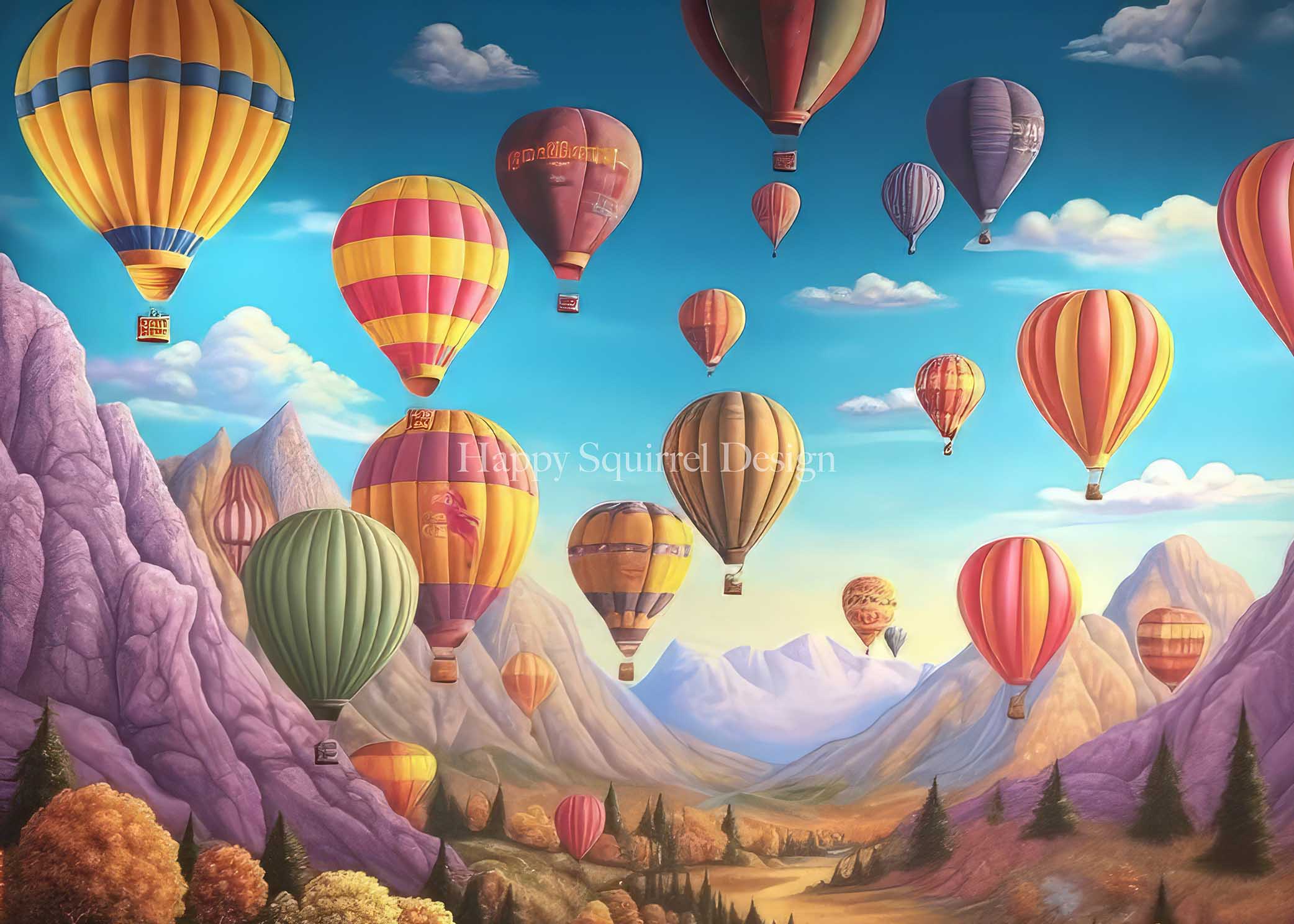 Kate Mountainside Air Balloons Backdrop Designed by Happy Squirrel Design -UK