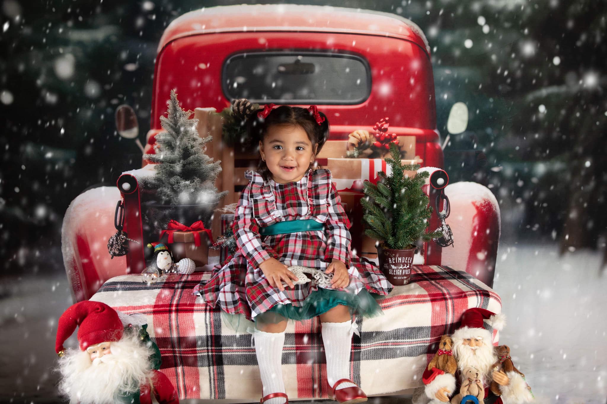 Kate Christmas Red Car Gifts Backdrop for Photography