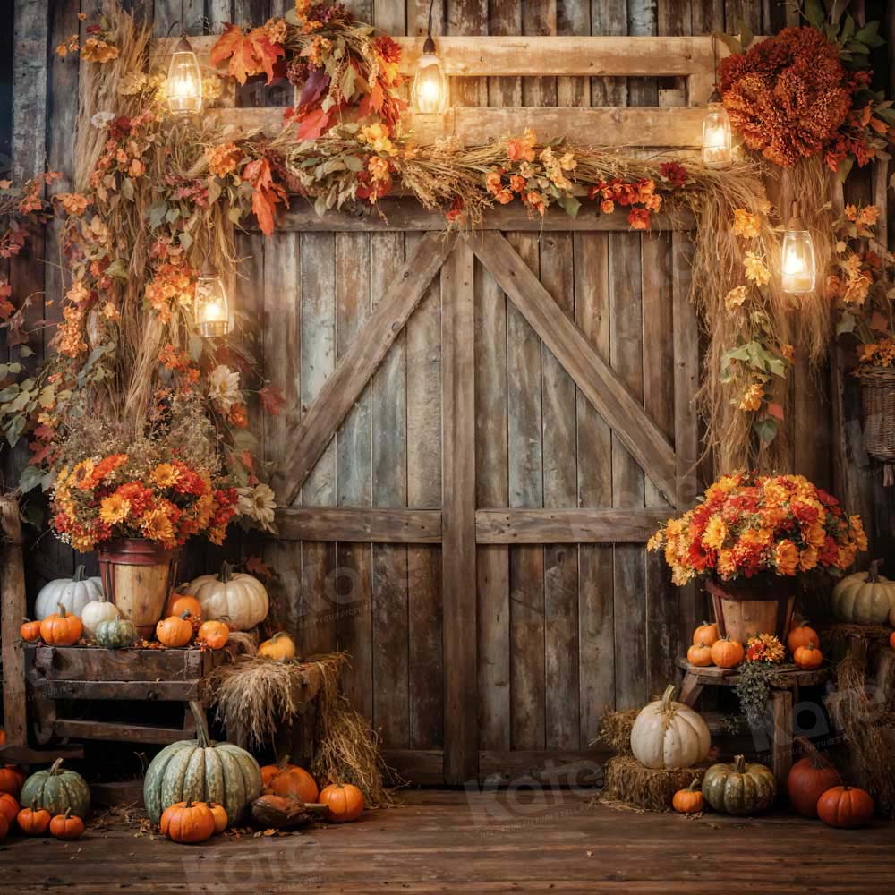 Kate Autumn Leaves Retro Barn Backdrop Designed by Emetselch -UK