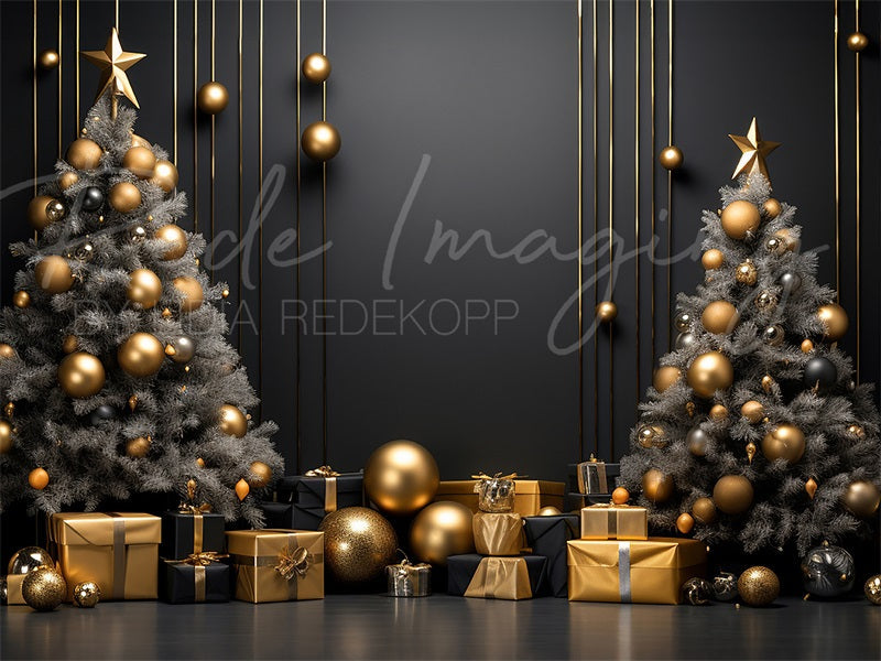 Kate Dark Christmas Tree and Wall Fleece Backdrop Designed by Lidia Redekopp -UK