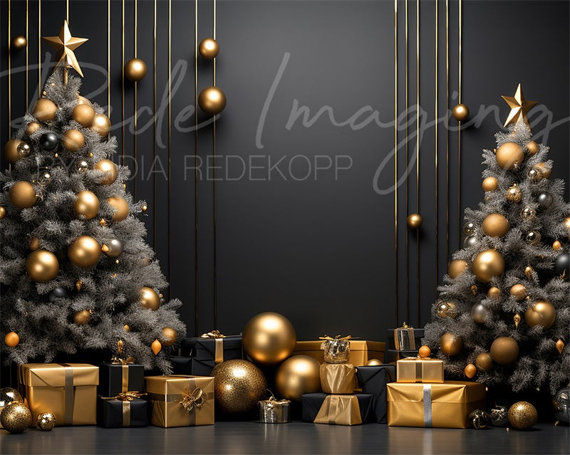 Kate Dark Christmas Tree and Wall Fleece Backdrop Designed by Lidia Redekopp -UK