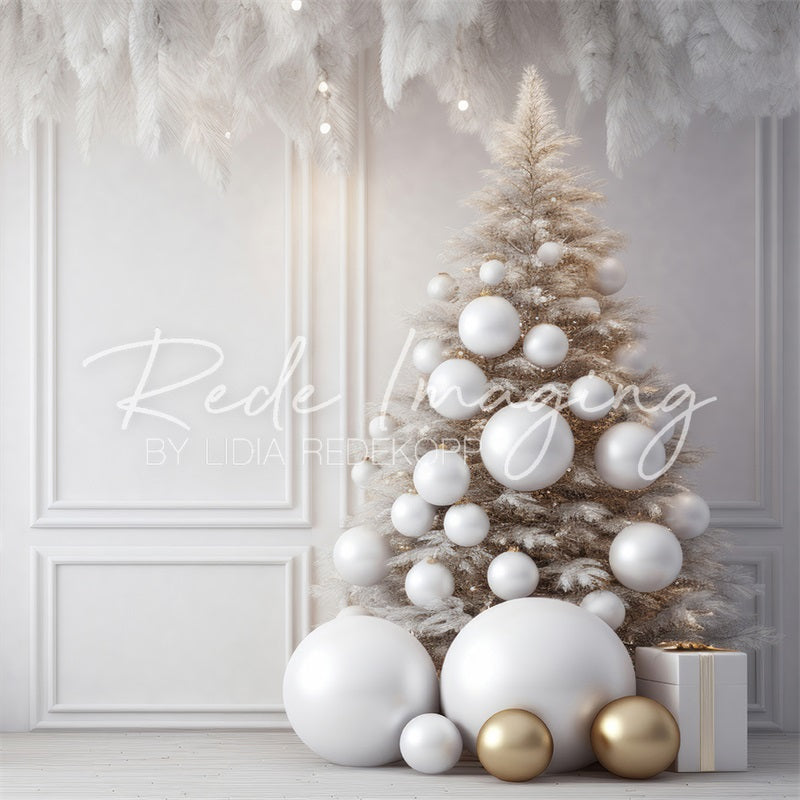 Lightning Deals Kate Christmas White Wall Feathers Gold Backdrop Designed by Lidia Redekopp -UK