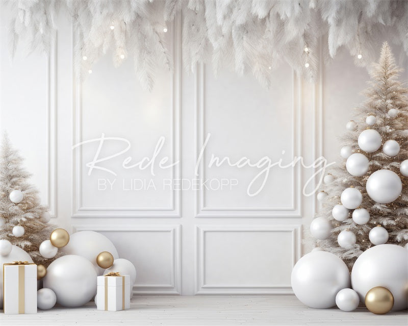 Lightning Deals Kate Christmas White Wall Feathers Gold Backdrop Designed by Lidia Redekopp -UK