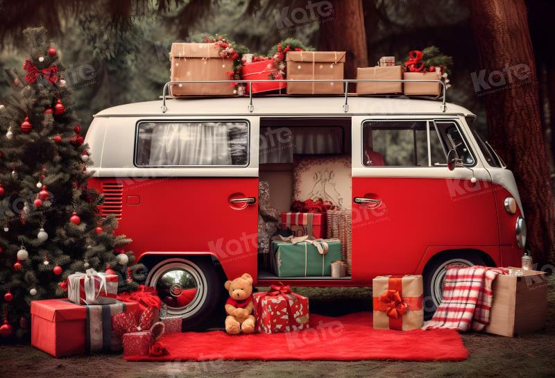 Kate Christmas Red Car Gifts Backdrop for Photography -UK