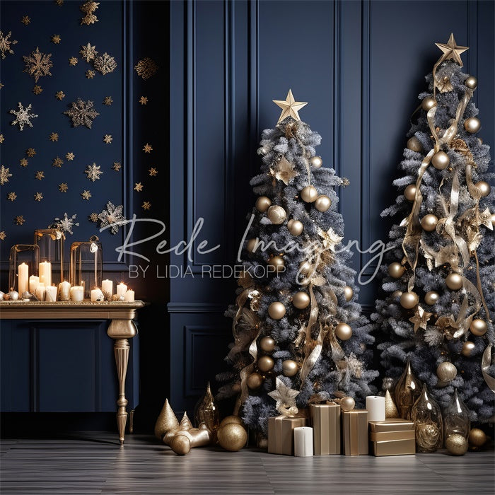 Buy Discount Kate Royal Blue Gold Christmas Backdrop Absolutely