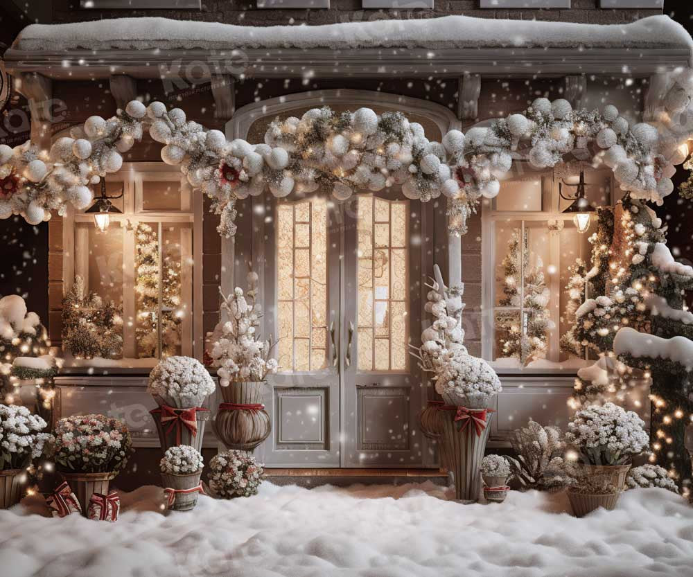 Kate Winter Christmas House Snow Light Backdrop Designed by Emetselch -UK