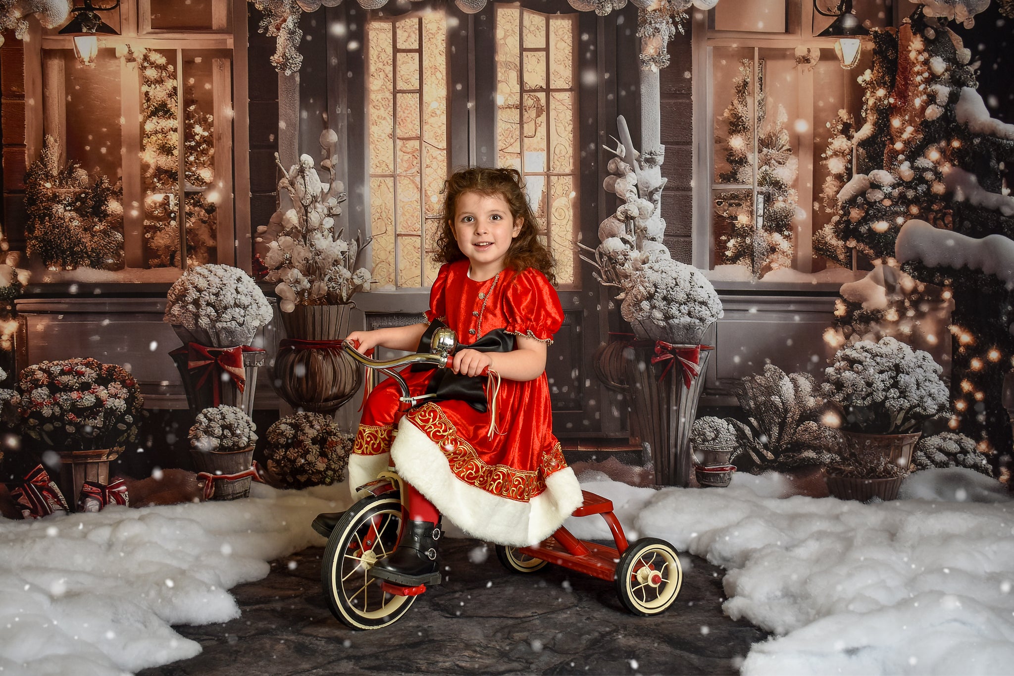 Kate Winter Christmas House Snow Light Backdrop Designed by Emetselch -UK