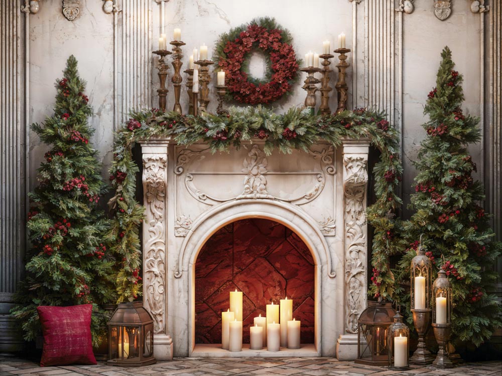 Kate Christmas Retro Fireplace Backdrop Designed by Emetselch -UK