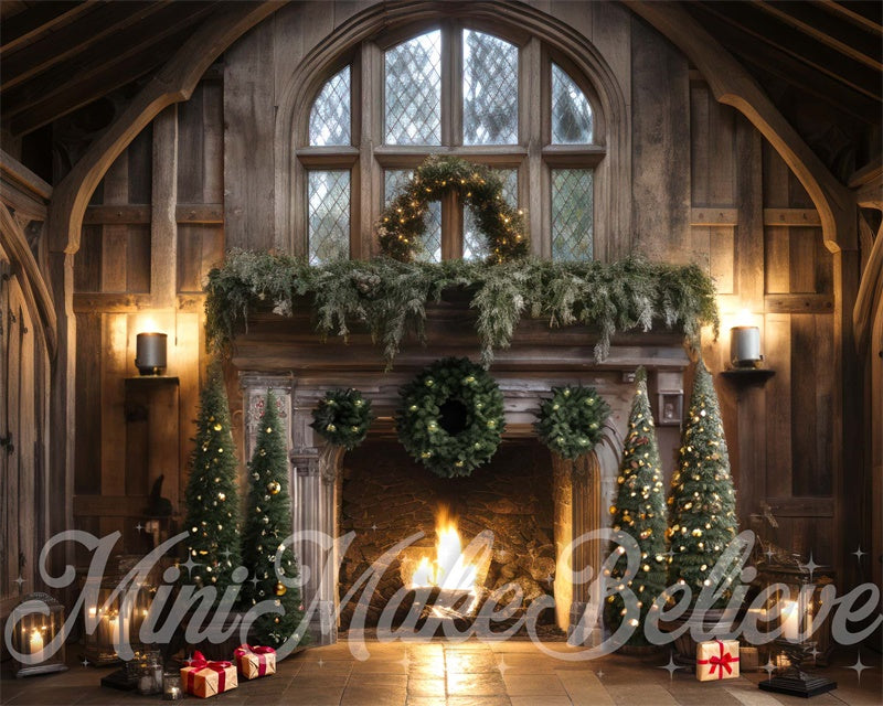 Kate Winter Christmas Trees Fireplace Backdrop Designed by Mini MakeBelieve -UK