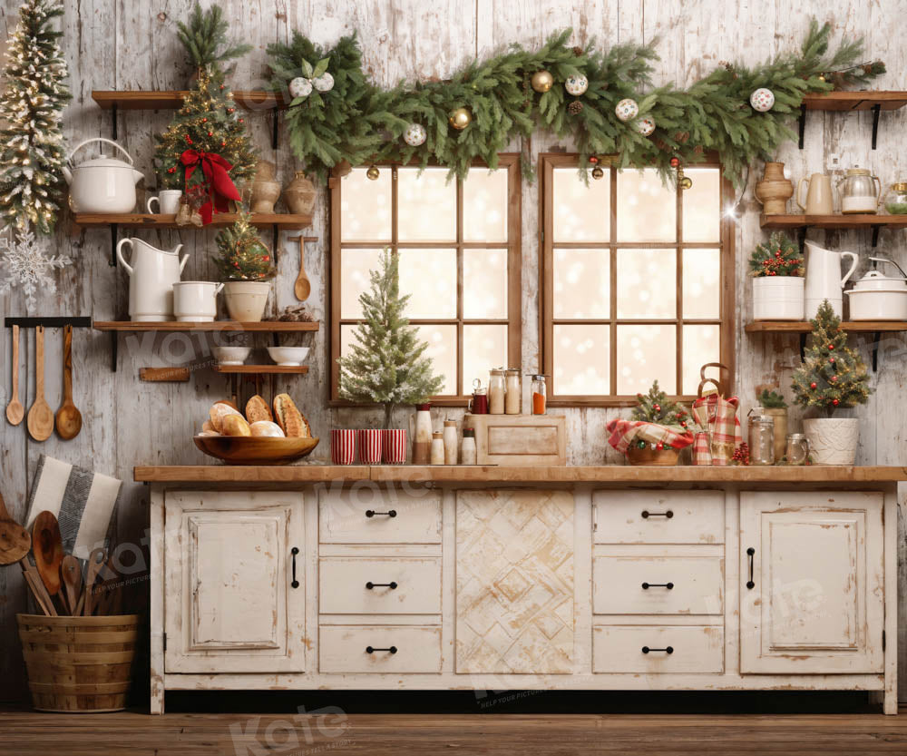 Kate White Christmas Kitchen Fleece Backdrop Designed by Emetselch -UK