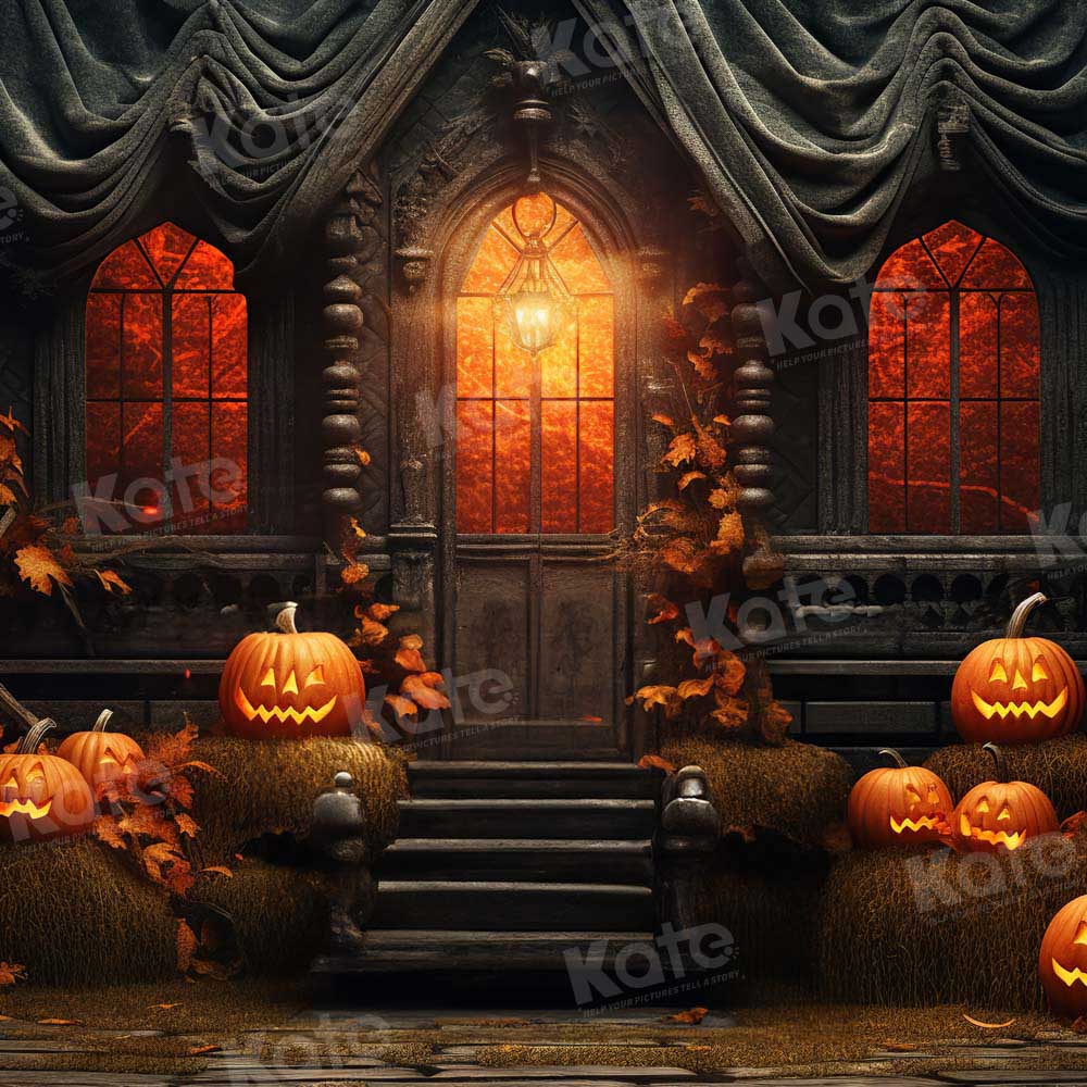 Kate Halloween Sunset Spooky Pumpkin House Backdrop for Photography -UK