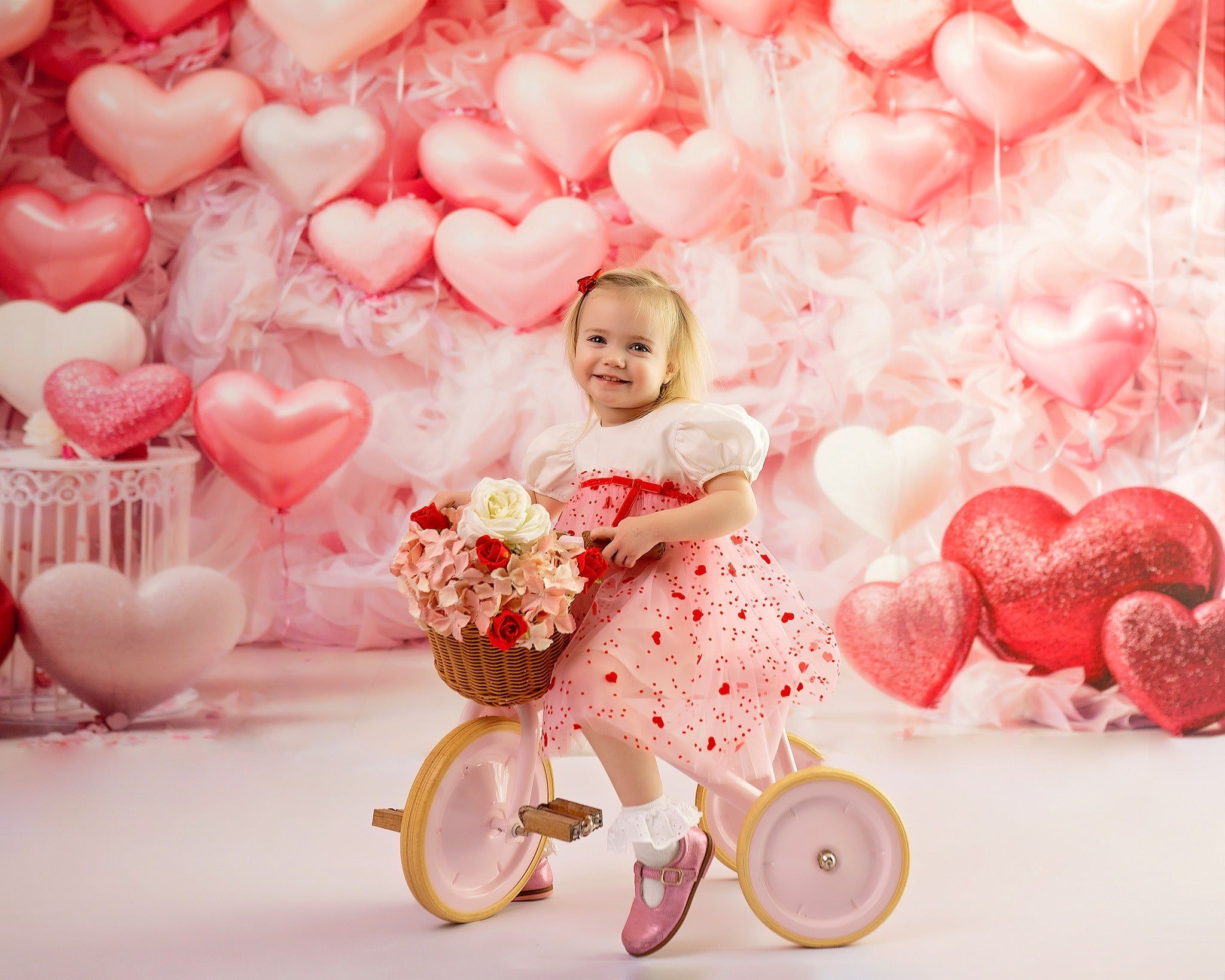 Lightning Deals Kate Valentine's Day Pink Love Heart Balloon Room Backdrop Designed by Emetselch -UK