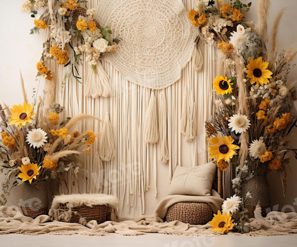 Kate Boho Sunflower Wall Backdrop Designed by Emetselch