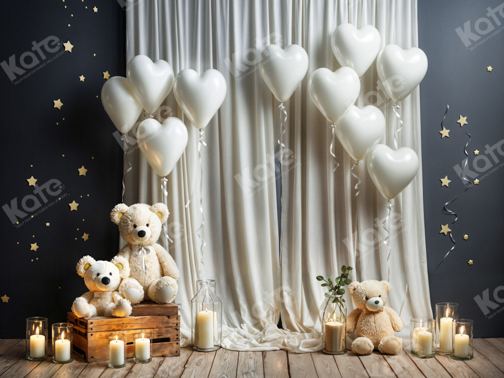 Kate White Balloon Candle Bear Backdrop Designed by Chain Photography -UK