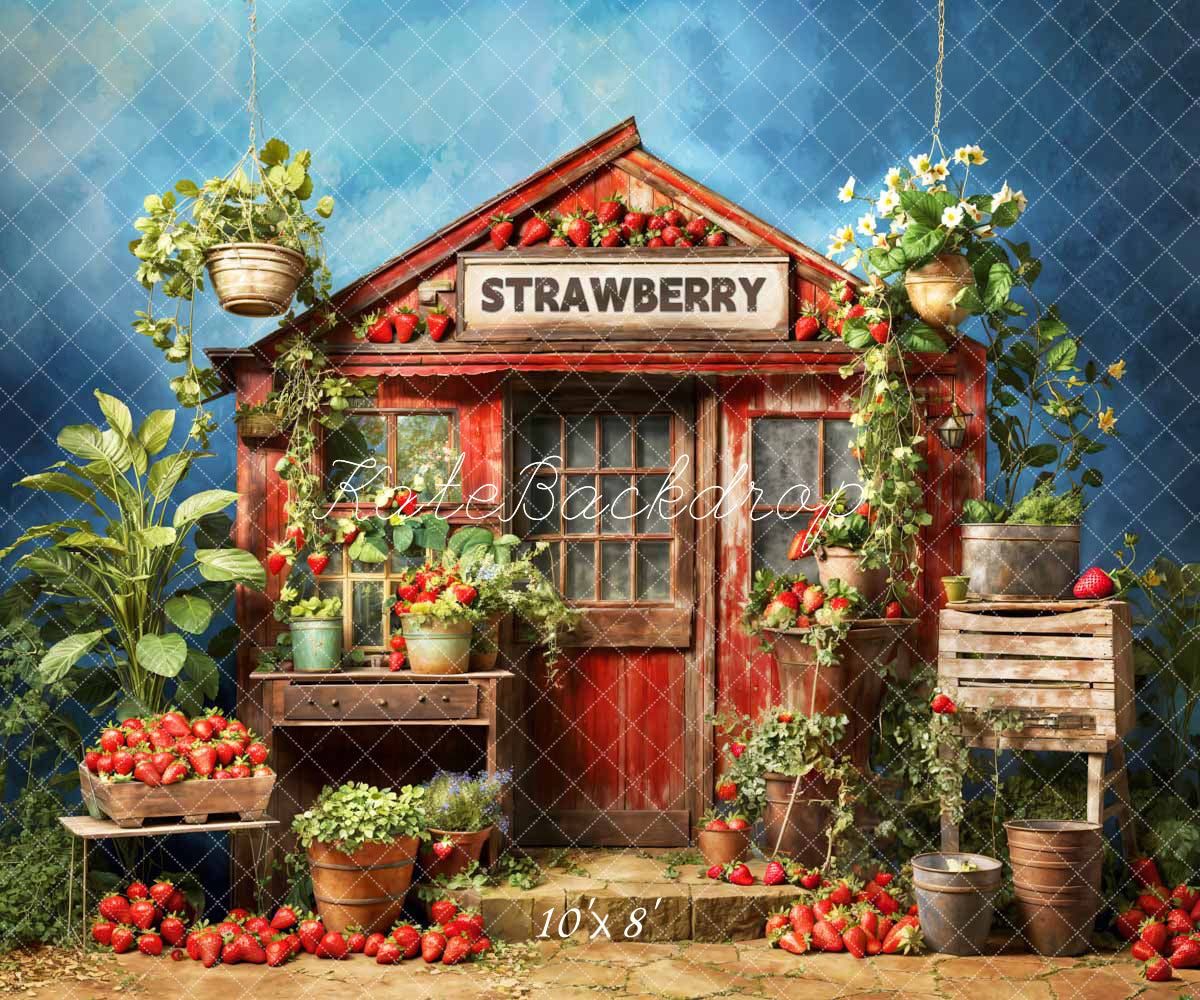 Kate Spring Green Strawberry Warehouse Backdrop Designed by Chain Photography -UK