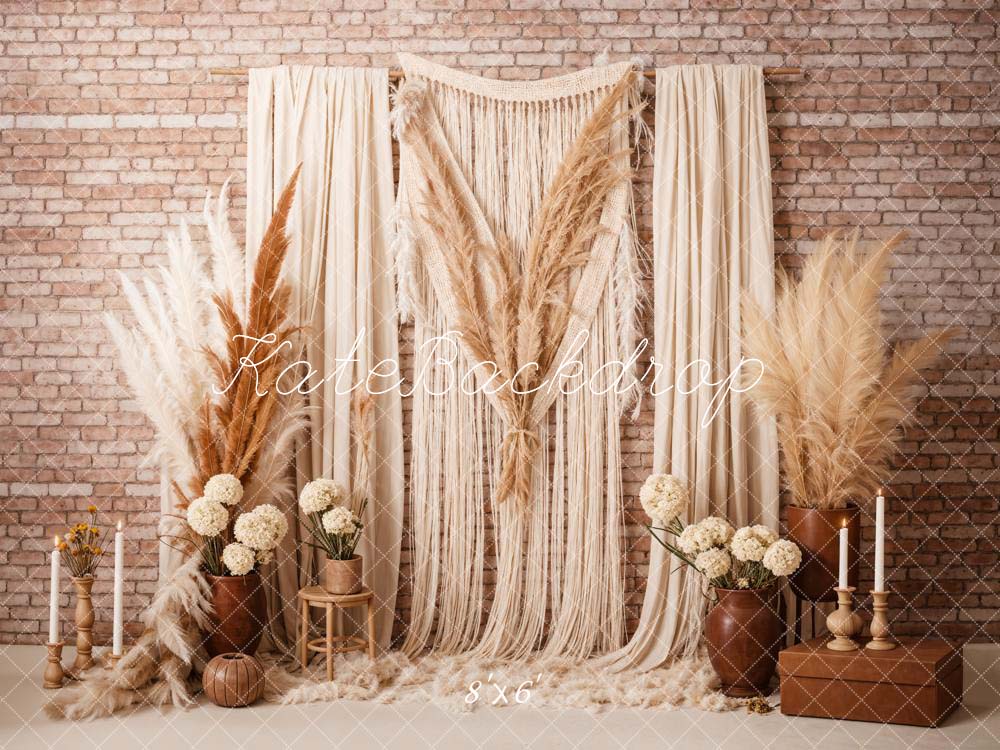 Kate Boho Candle Reed Curtains Fleece Backdrop Designed by Chain Photography -UK