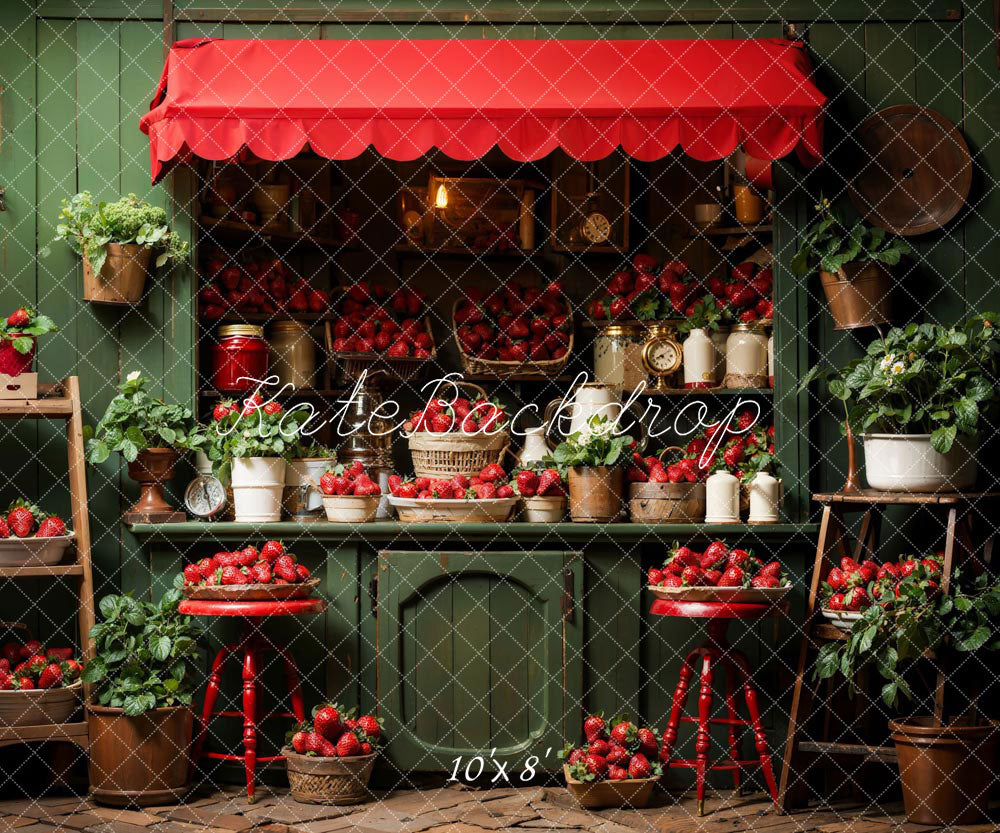 Kate Spring Strawberry Green House Backdrop Designed by Emetselch -UK