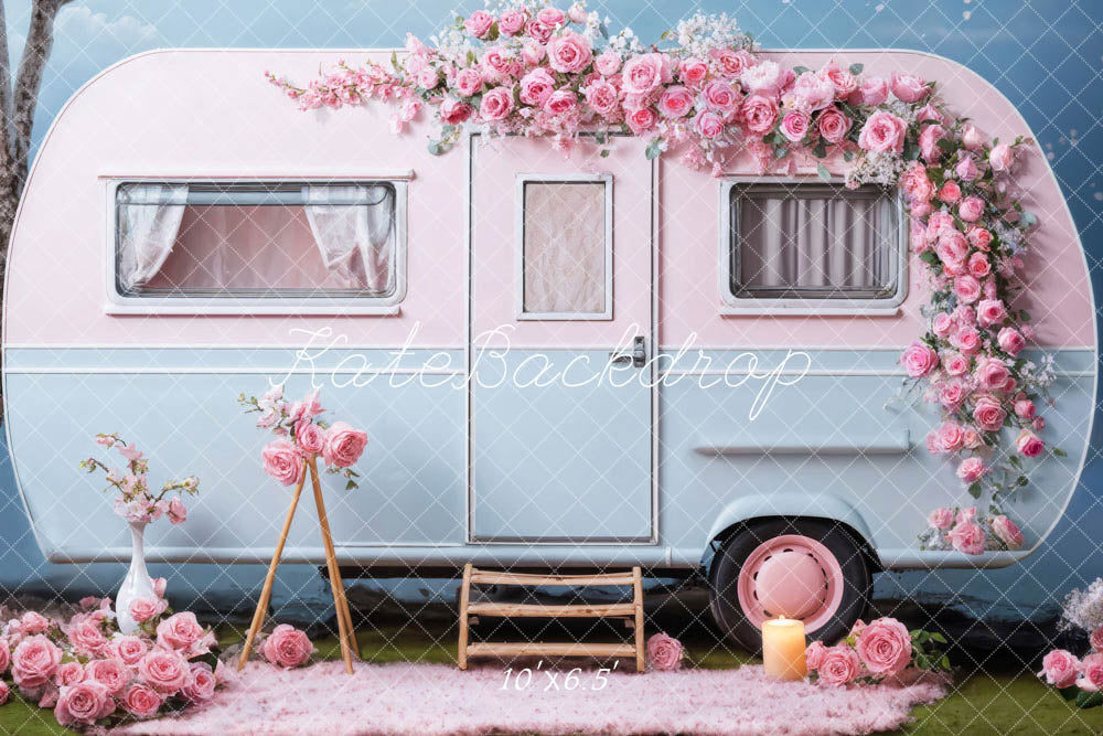 Kate Valentine's Day Pink Flowers RV Backdrop Designed by Chain Photography -UK