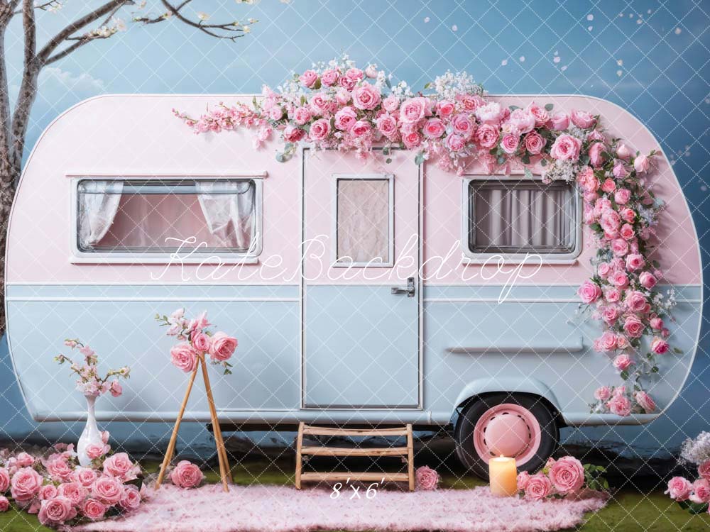 Kate Valentine's Day Pink Flowers RV Backdrop Designed by Chain Photography -UK