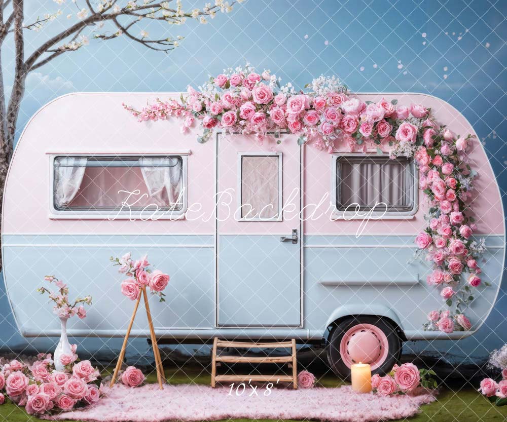 Kate Valentine's Day Pink Flowers RV Backdrop Designed by Chain Photography -UK