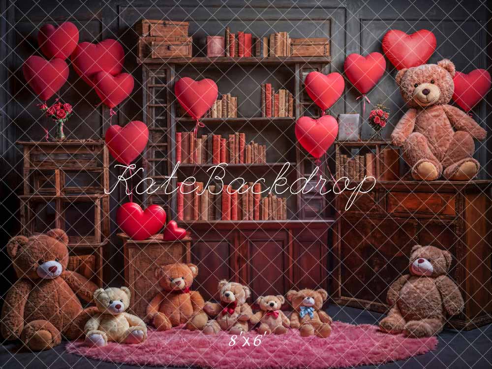 Kate Valentine's Day Love Balloon Book Bear Backdrop Designed by Emetselch -UK