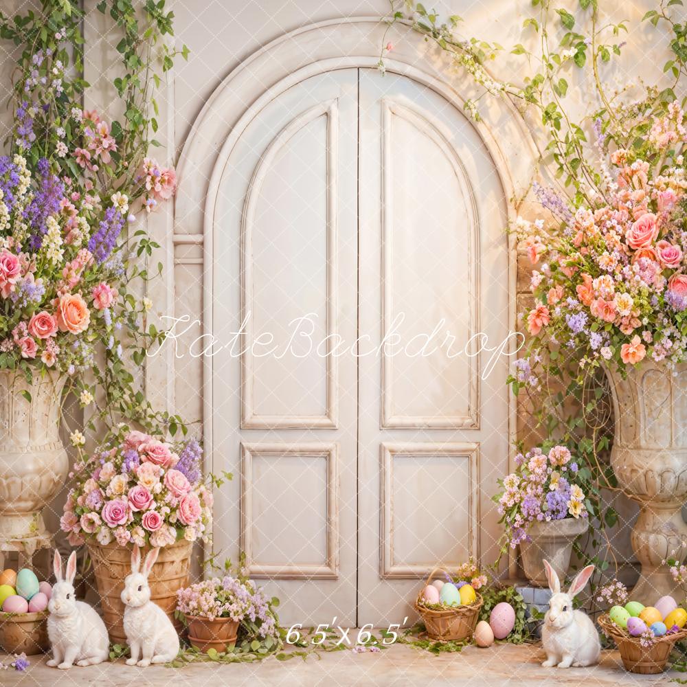 Kate Easter Flowers Bunny White Door Backdrop Designed by Emetselch -UK