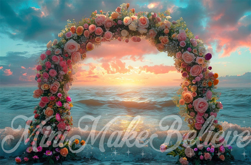 Kate Sunset Flower Arch Ocean Backdrop Designed by Mini MakeBelieve -UK