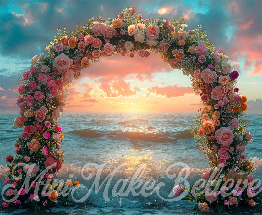 Kate Sunset Flower Arch Ocean Backdrop Designed by Mini MakeBelieve -UK