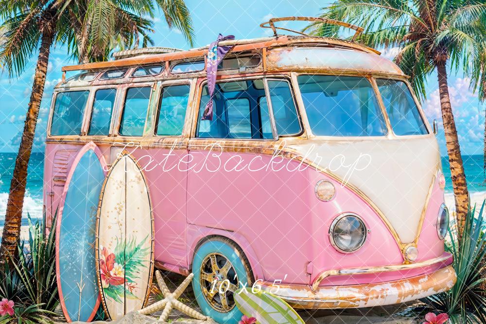 Kate Summer Sea Seaside Surfboard Pink Car Backdrop Designed by Emetselch -UK