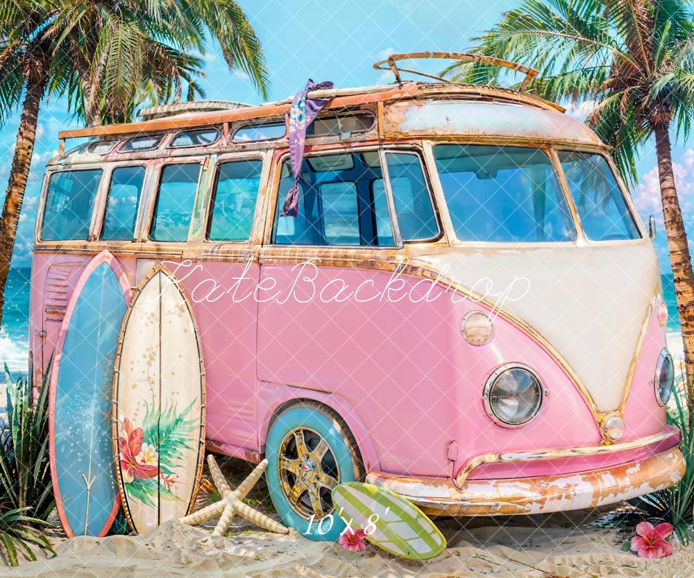 Kate Summer Sea Seaside Surfboard Pink Car Backdrop Designed by Emetselch -UK