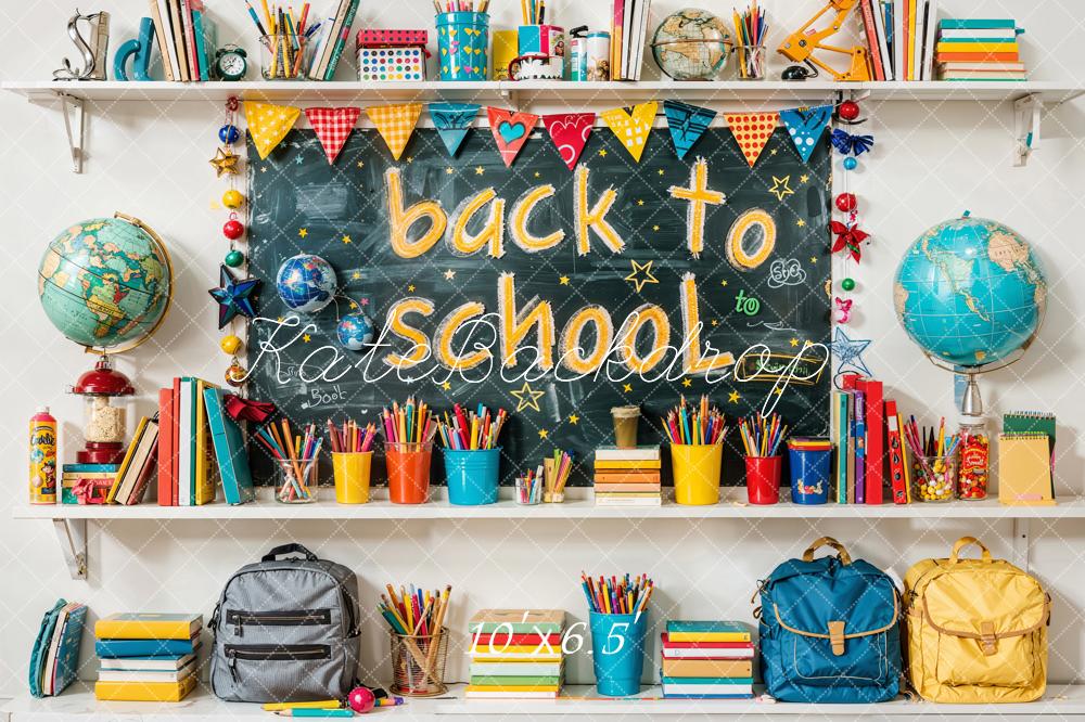 Kate Back to School Colorful Book Graffiti Blackboard Backdrop Designed by Emetselch -UK