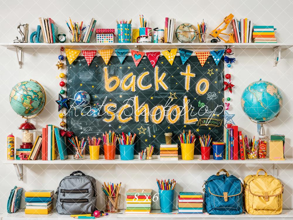 Kate Back to School Colorful Book Graffiti Blackboard Backdrop Designed by Emetselch -UK