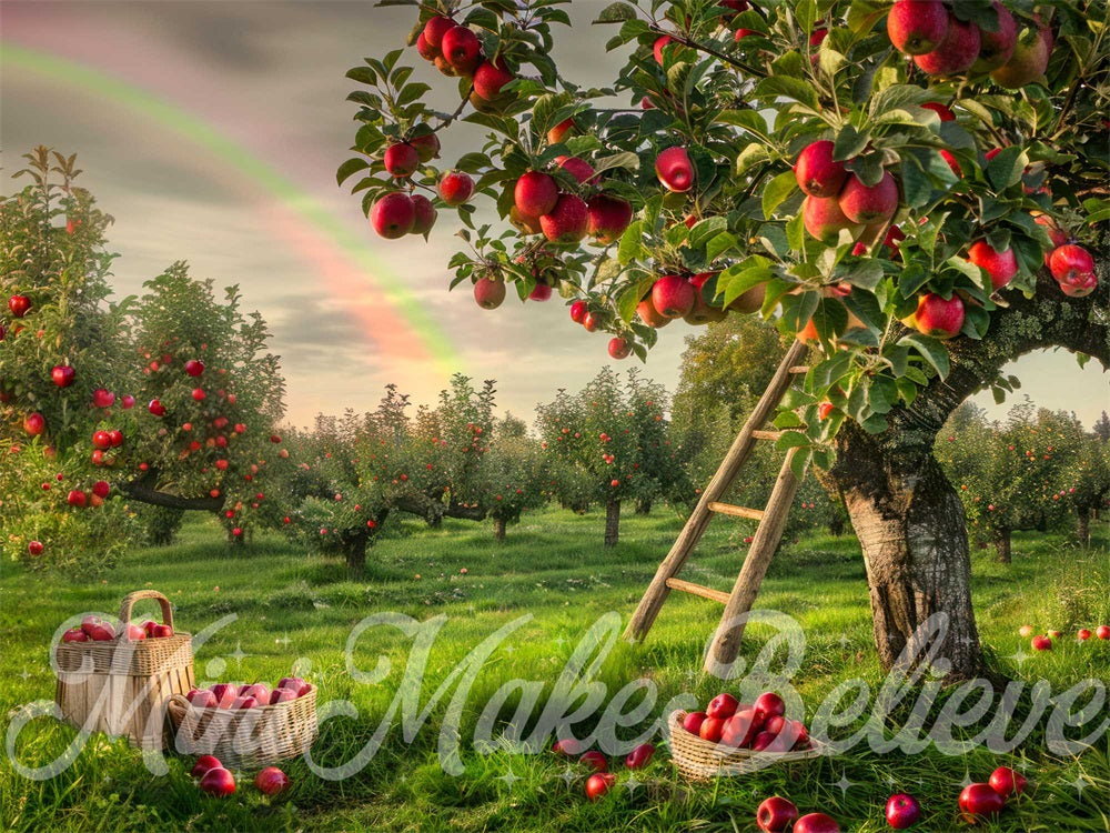 Kate Summer Rainbow Wooden Ladder Apple Orchard Backdrop Designed by Mini MakeBelieve -UK