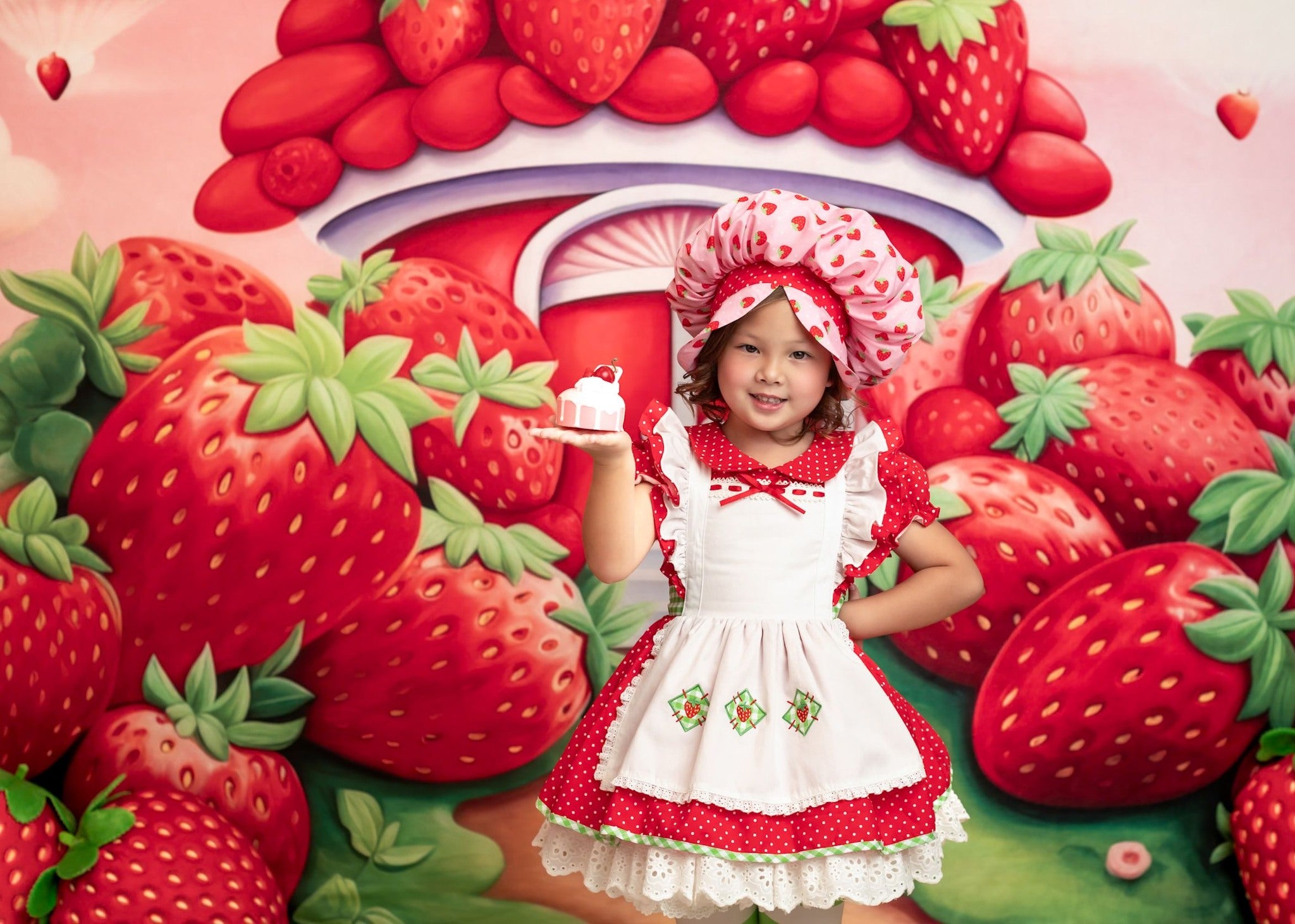 On Sale Kate Cartoon Red Strawberry House Backdrop Designed by Lidia Redekopp -UK