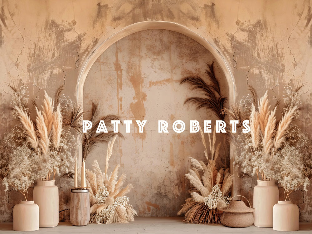 Kate Vintage Boho Dark Beige Arched Wall Backdrop Designed by Patty Robert -UK