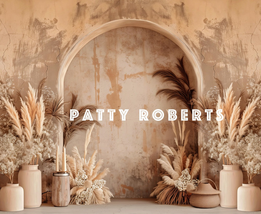 Kate Vintage Boho Dark Beige Arched Wall Backdrop Designed by Patty Robert -UK