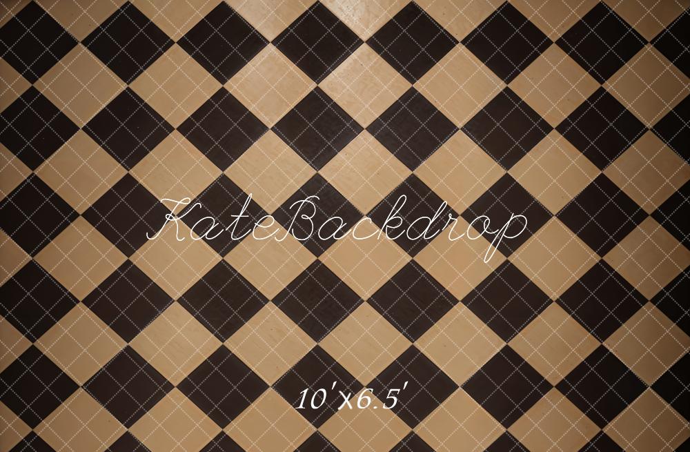 Kate Vintage Black and Brown Plaid Floor Backdrop Designed by Kate Image -UK