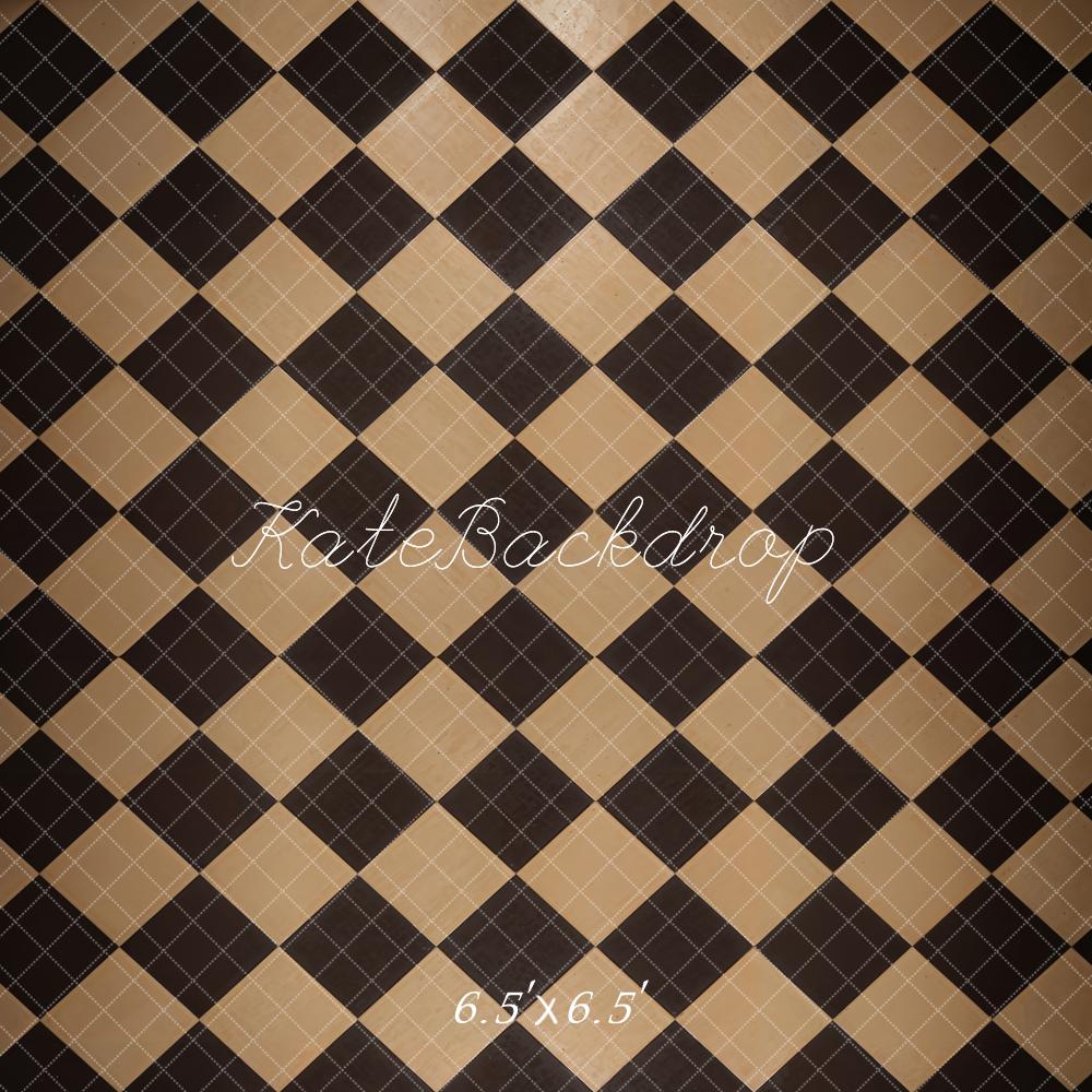 Kate Vintage Black and Brown Plaid Floor Backdrop Designed by Kate Image -UK