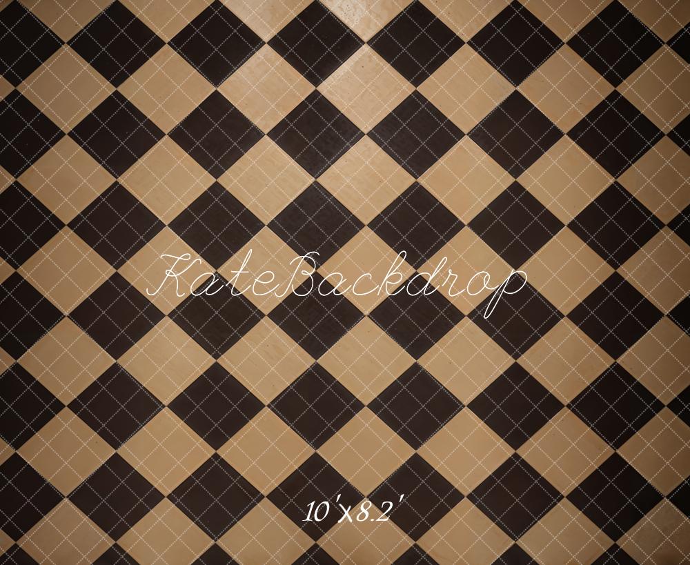 Kate Vintage Black and Brown Plaid Floor Backdrop Designed by Kate Image -UK