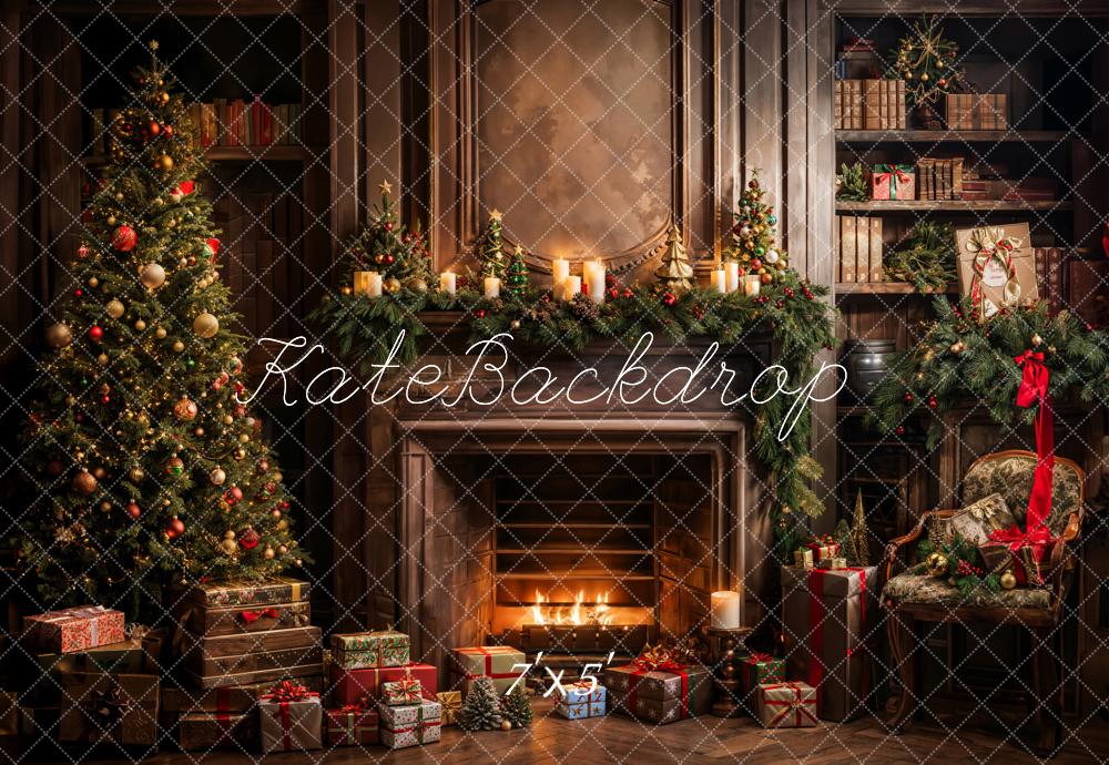 Kate Christmas Tree Gifts Bookshelf Fireplace Backdrop Designed by Emetselch -UK