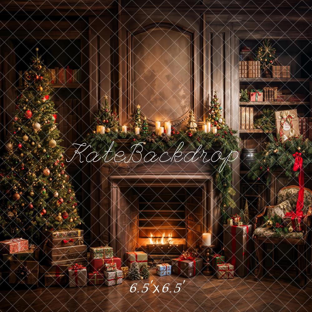 Kate Christmas Tree Gifts Bookshelf Fireplace Backdrop Designed by Emetselch -UK