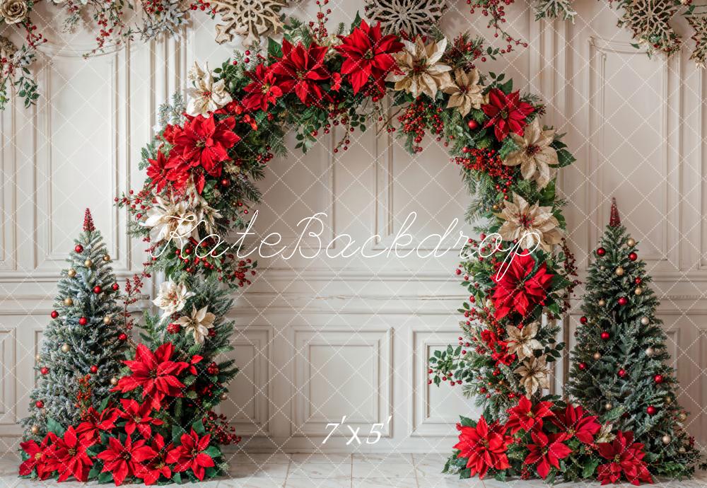 Kate Christmas Flower Arch White Retro Wall Backdrop Designed by Emetselch -UK