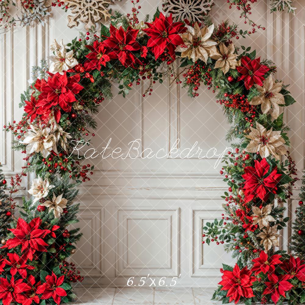 Kate Christmas Flower Arch White Retro Wall Backdrop Designed by Emetselch -UK